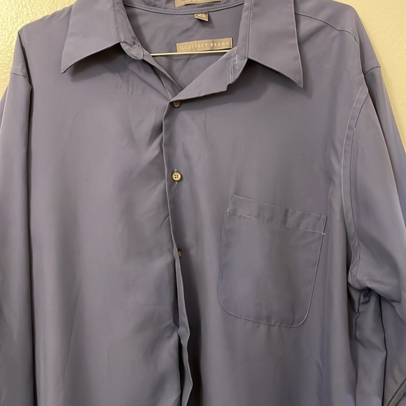 Geoffrey Beene long sleeve large button down gray dress shirt 100% polyester - Picture 2 of 7